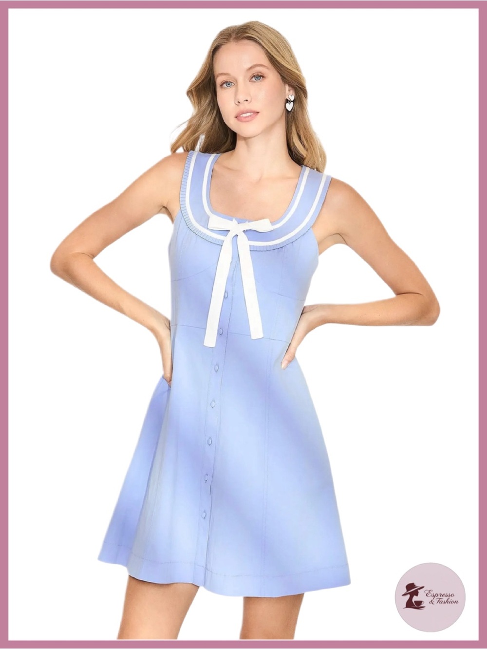 NWT Sailor Style Contrast Binding Mini Dress - Medium
